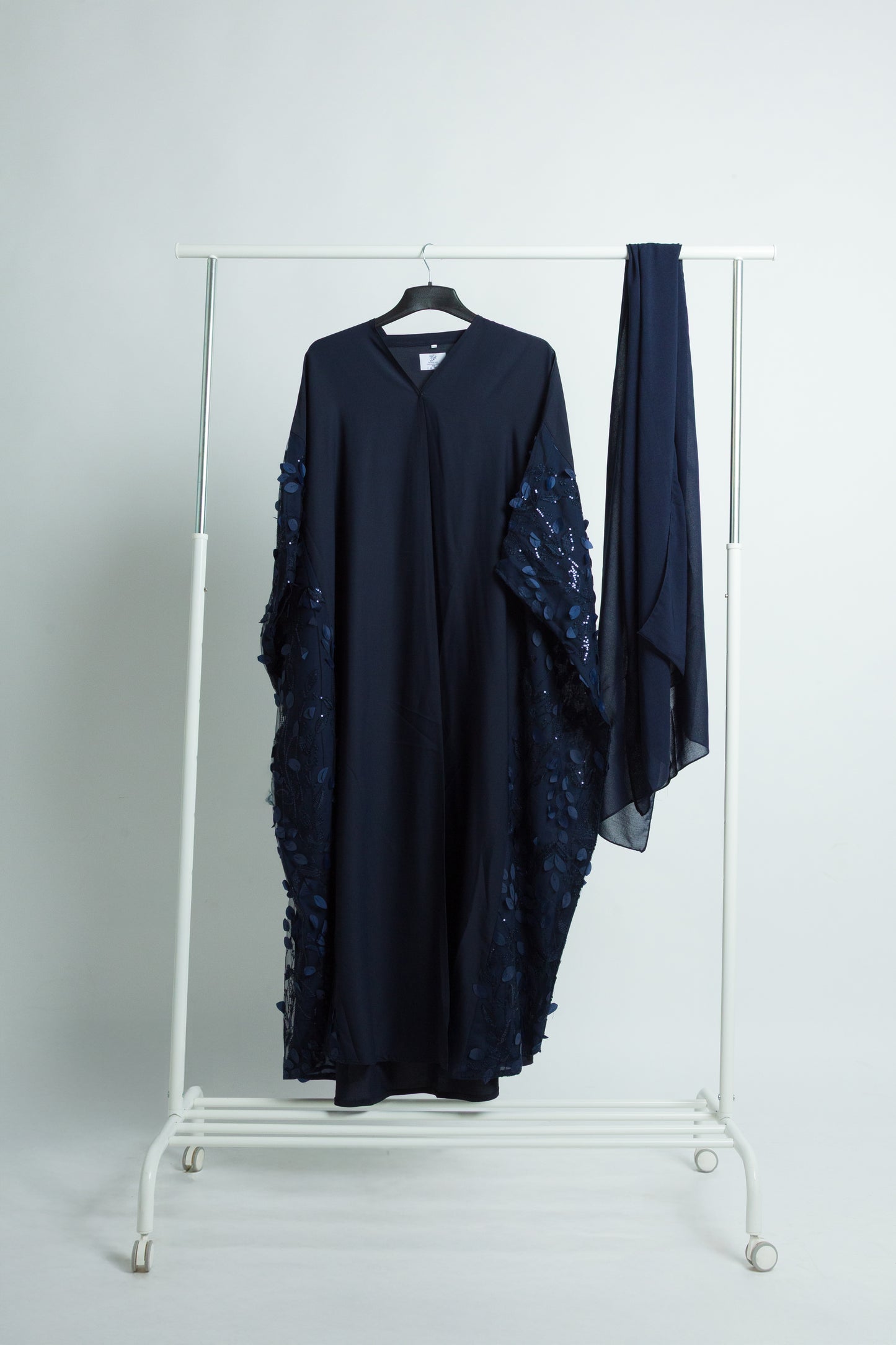 Navy Blue "Mishlah" Abaya with Elegant Shoulder Embroidery