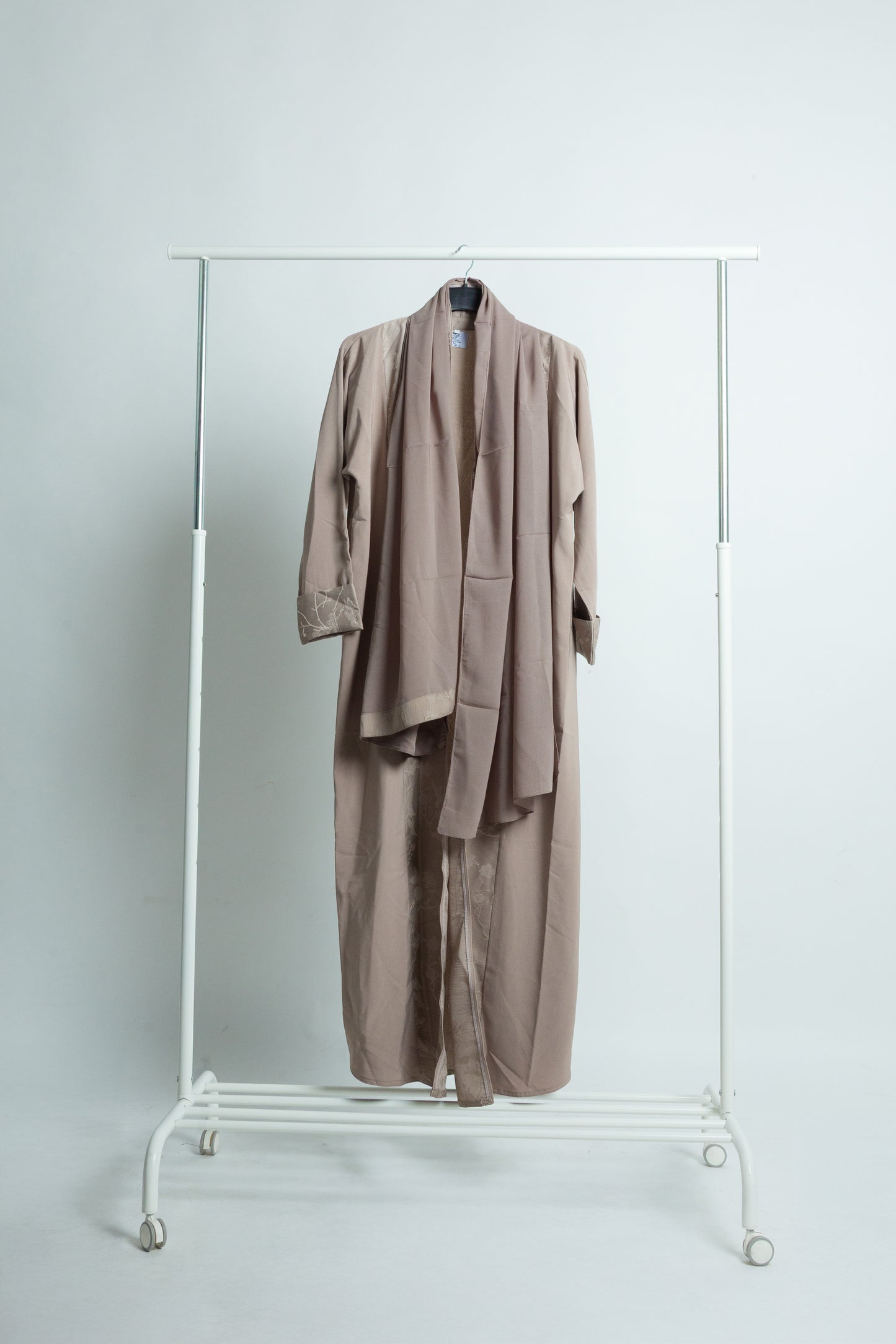 Beige Abaya with Elegant Side Embroidery and Matching Scarf