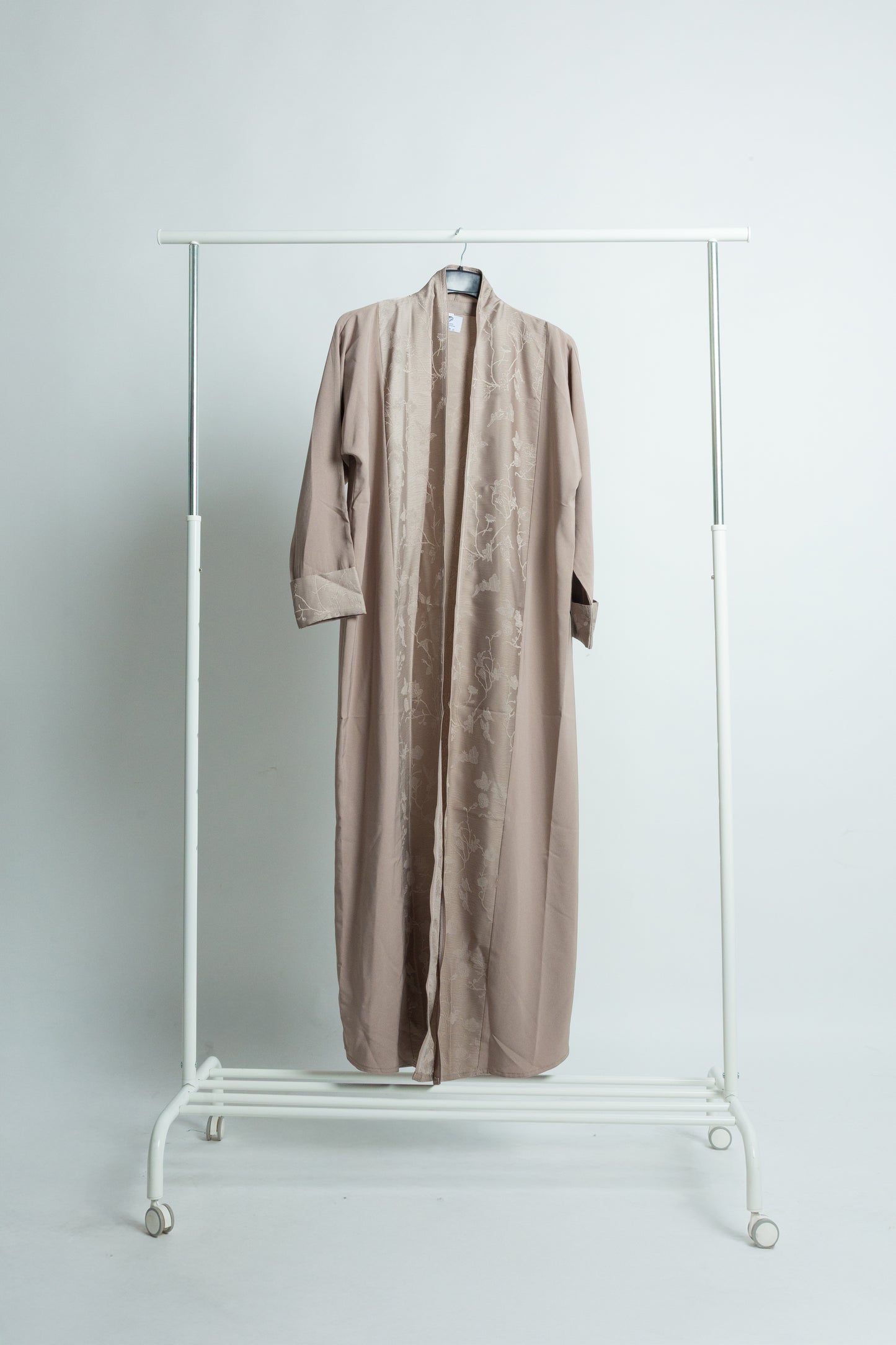 Beige Abaya with Elegant Side Embroidery and Matching Scarf