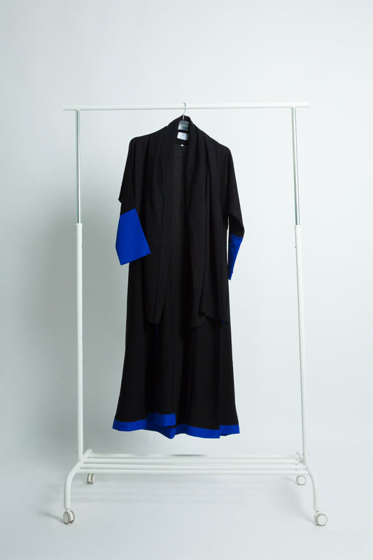 🌟 Classic Abaya with Royal Blue Accents